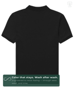 Back view of solid black LUUM Polo – everyday wear essential. A color that stays even after multiple washes.