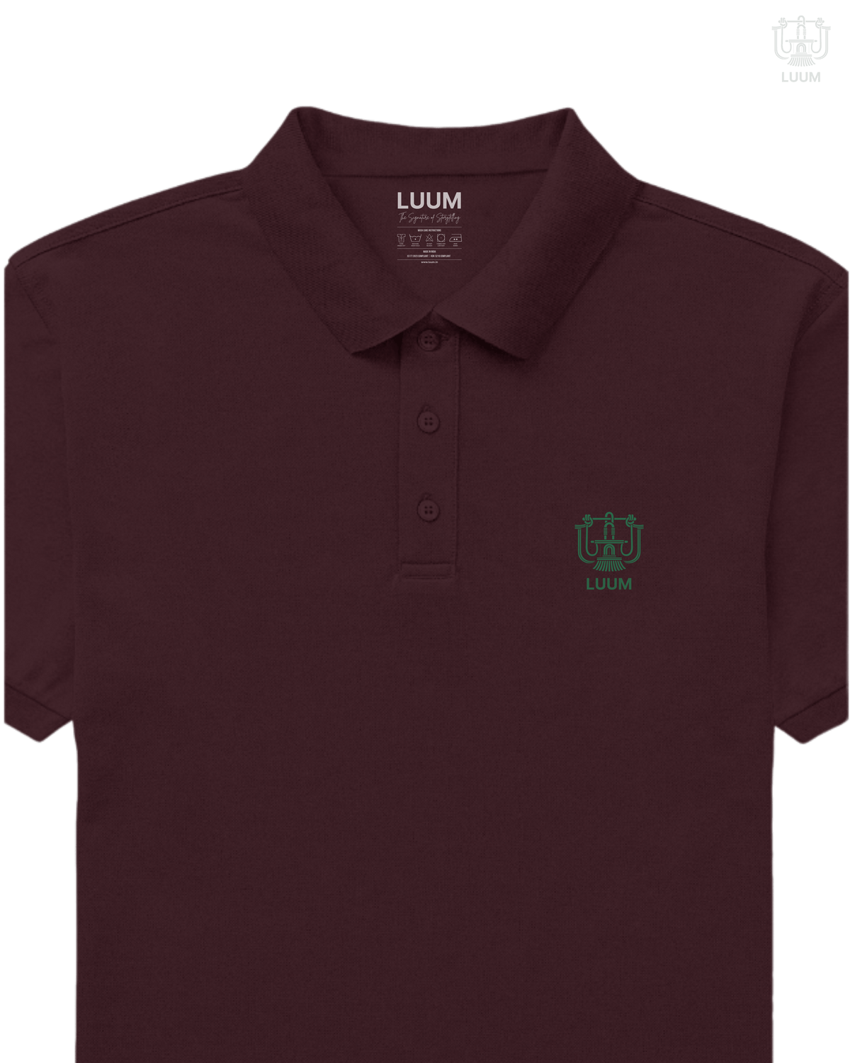 LUUM CoreForm Maroon Polo T-Shirt - A 240 GSM All Airtex Cotton Marvel.