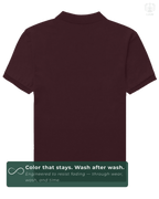 Back view of solid Maroon LUUM Polo – everyday wear essential. A color that stays even after multiple washes.