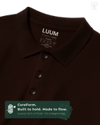 Close-up of fabric texture – LUUM CoreForm Maroon Polo in Airtex Cotton. Luxury isn't a finish. It's a beginning.