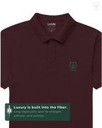 LUUM CoreForm Maroon Polo T-Shirt in 240 GSM Airtex Cotton – front view. Features a long staple yarn unmatched softness and strength.