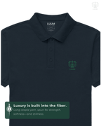 LUUM CoreForm Navy Polo T-Shirt in 240 GSM Airtex Cotton – front view. Features a long staple yarn unmatched softness and strength.