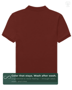 Back view of solid Red LUUM Polo – everyday wear essential. A color that stays even after multiple washes.