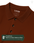 Close-up of fabric texture – LUUM CoreForm Red Polo in Airtex Cotton. Luxury isn't a finish. It's a beginning.