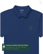 LUUM CoreForm Royal Blue Polo T-Shirt in 240 GSM Airtex Cotton – front view. Features a long staple yarn unmatched softness and strength.