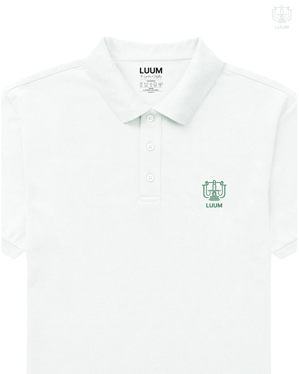 LUUM CoreForm White Polo T-Shirt - A 240 GSM All Airtex Cotton Marvel.