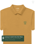 LUUM CoreForm Yellow Polo T-Shirt in 240 GSM Airtex Cotton – front view. Features a long staple yarn unmatched softness and strength.