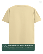 Back view of solid Beige LUUM regular fit t-shirt – everyday wear essential. A color that stays even after multiple washes.