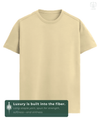 LUUM CoreForm Beige Regular Fit T-Shirt in 180 GSM SUPIMA Cotton – front view. Features a long staple yarn unmatched softness and strength.
