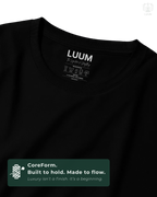 Close-up of fabric texture – LUUM CoreForm Black SUPIMA T-Shirt in a Regular Fit. Luxury isn't a finish. It's a beginning.