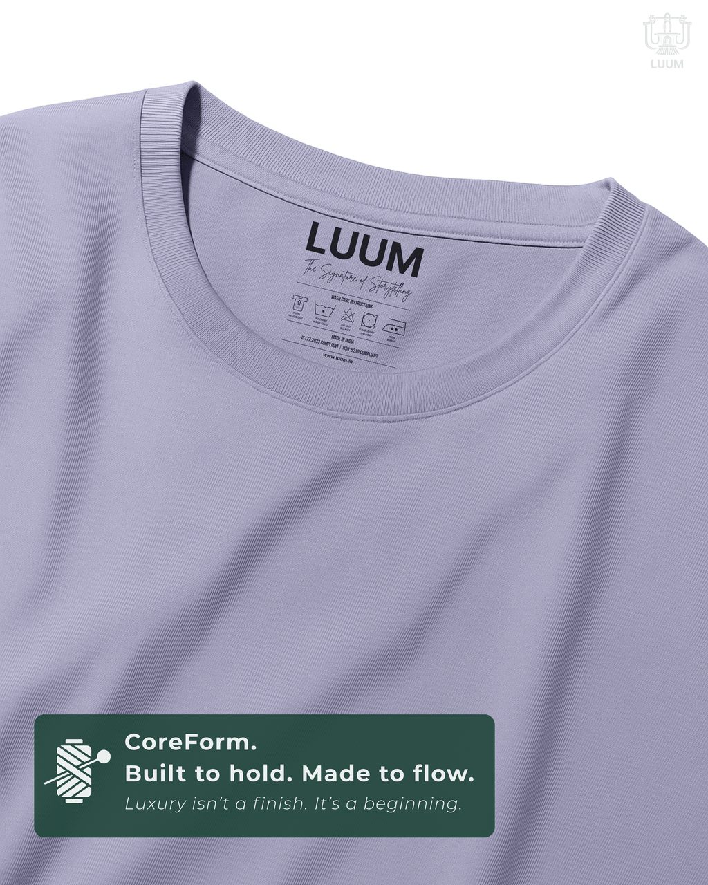 Close-up of fabric texture – LUUM CoreForm Lavendar SUPIMA T-Shirt in a Regular Fit. Luxury isn't a finish. It's a beginning.