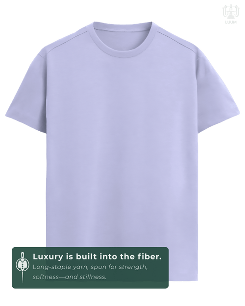 LUUM CoreForm Lavendar Regular Fit T-Shirt in 180 GSM SUPIMA Cotton – front view. Features a long staple yarn unmatched softness and strength.