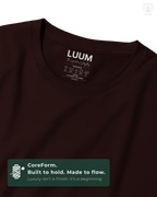 Close-up of fabric texture – LUUM CoreForm Maroon SUPIMA T-Shirt in a Regular Fit. Luxury isn't a finish. It's a beginning.