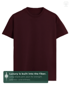 LUUM CoreForm Maroon Regular Fit T-Shirt in 180 GSM SUPIMA Cotton – front view. Features a long staple yarn unmatched softness and strength.