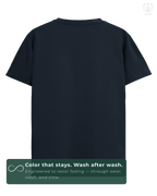 Back view of solid Navy LUUM regular fit t-shirt – everyday wear essential. A color that stays even after multiple washes.