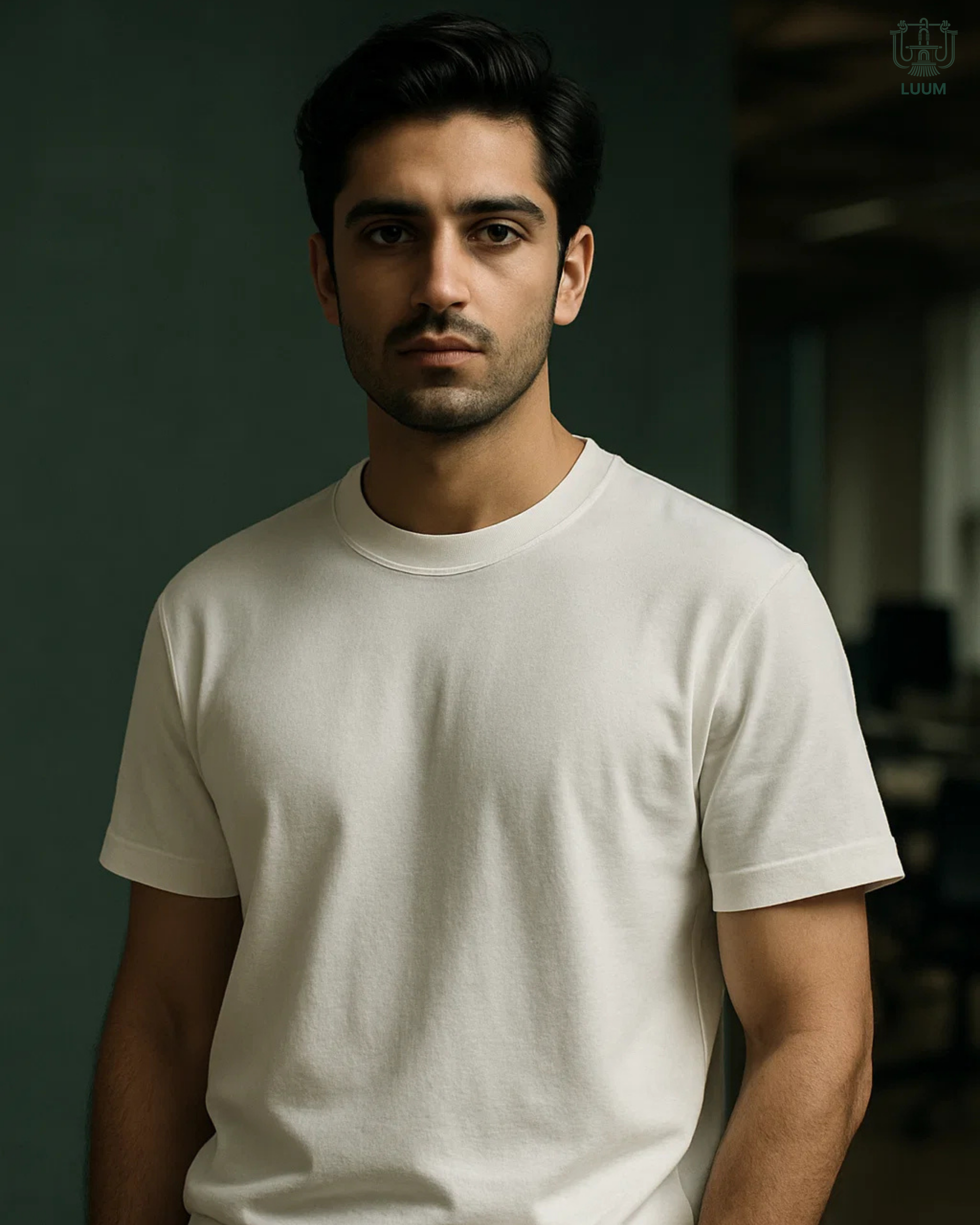 LUUM CoreForm White Regular Fit T-Shirt - Model is wearing a size M. 