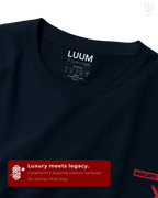 Close-up mockup of LUUM Ducati Performance: Diavel t-shirt, showcasing fine print detailing and fabric texture. Part of DailyPrints Collection. Belief. Woven and Worn.