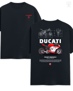 Regular fit Supima cotton navy blue t-shirt with LUUM's Ducati Panigale design. Part of DailyPrints Collection. Belief. Woven and Worn.