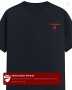 Minimalist Ducati × LUUM insignia on chest of black/navy tee. Part of DailyPrints Collection. Belief. Woven and Worn.