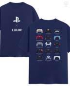 Regular fit version of "Lines of Play: PlayStation 5" tee in royal blue, part of LUUM’s DailyPrints capsule collection. Part of DailyPrints Collection. Belief. Woven and Worn.
