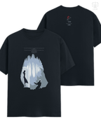 Regular fit version of the LUUM Shadows & Silhouettes: Mister Freeze tee crafted in 180 GSM Supima Cotton, shown in navy blue. Part of DailyPrints Collection. Belief. Woven and Worn.