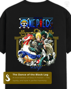 Back view of the LUUM Mugiwara Legends: Vinsmoke Sanji t-shirt, showcasing Sanji’s dynamic One Piece artwork in full detail. Part of DailyPrints Collection. Belief. Woven and Worn.