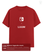 Minimalist front design of the Nintendo Switch × LUUM tee with clean logo layout. Part of DailyPrints Collection. Belief. Woven and Worn.