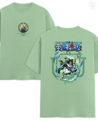 Regular fit Mugiwara Legends: Roronoa Zoro t-shirt in Jade, crafted from 180 GSM SUPIMA Cotton for a refined, breathable finish. Part of DailyPrints Collection. Belief. Woven and Worn.