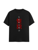 LUUM Supima Cotton regular fit black t-shirt with SEKIRO front design and samurai back print. Part of DailyPrints Collection. Belief. Woven and Worn.
