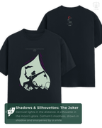 Navy blue LUUM Joker t-shirt from Shadows & Silhouettes collection, featuring cinematic design inspired by Batman: The Animated Series. Part of DailyPrints Collection. Belief. Woven and Worn.