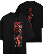 LUUM Shogun tee in Black oversized fit, made in heavyweight 260 GSM French Terry. Part of DailyPrints Collection. Belief. Woven and Worn.