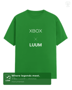 Minimalist front design of Xbox Series X × LUUM tee with bold logo placement. Part of DailyPrints Collection. Belief. Woven and Worn.