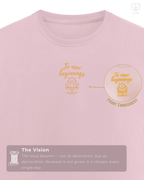 LUUM To New Beginnings embroidered Supima cotton t-shirt in soft pastel tones. Minimal lotus and script detail.  Part of Threadmark Collection. Belief. Woven and Worn.